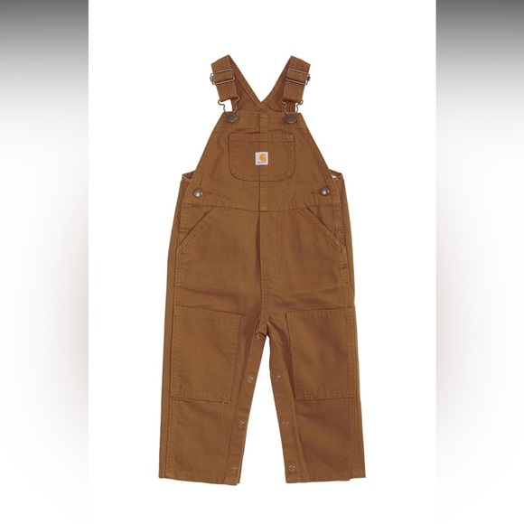 Carhartt Little Boys Toddler Canvas Bib Overall Brown 4T - Picture 1 of 5